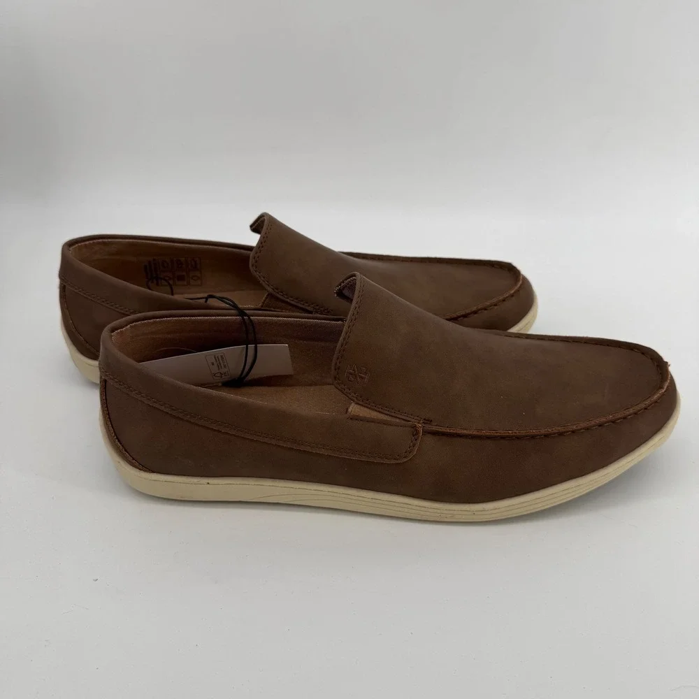IZOD Seapoint Mens 13 Tan Brown Slip On Loafers Memory Foam Shoes‎ 1861593